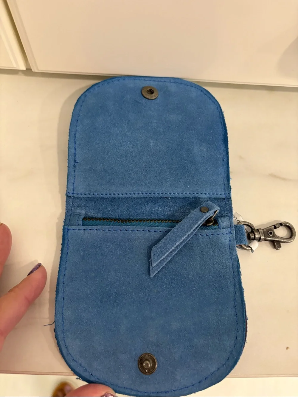 Free People Blue Studded Suede Wallet or Purse Charm